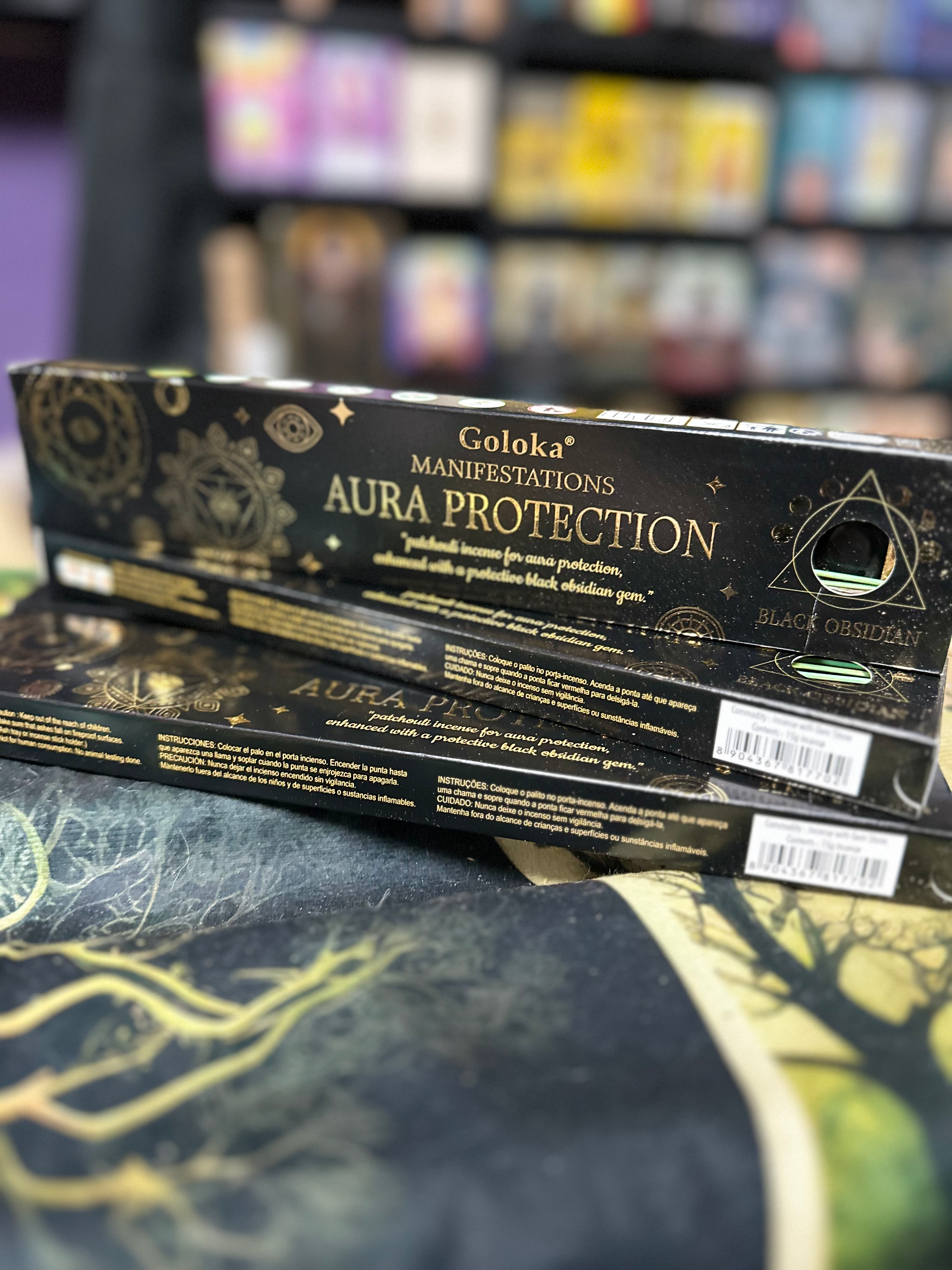 Incienso Protección Aura con piedra Obsidiana