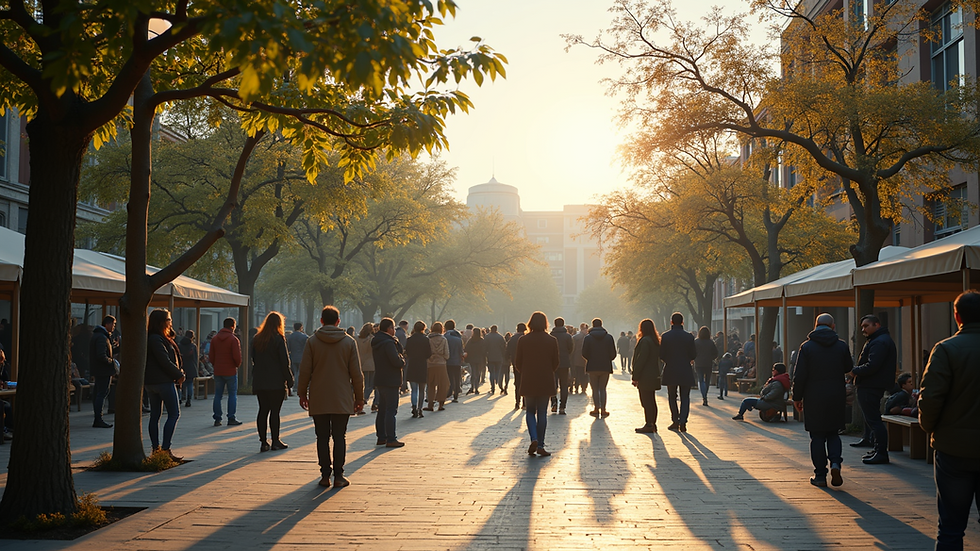 Wide angle view of a community gathering spot