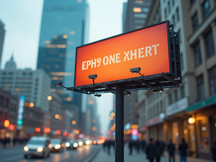 Billboard sign in busy city