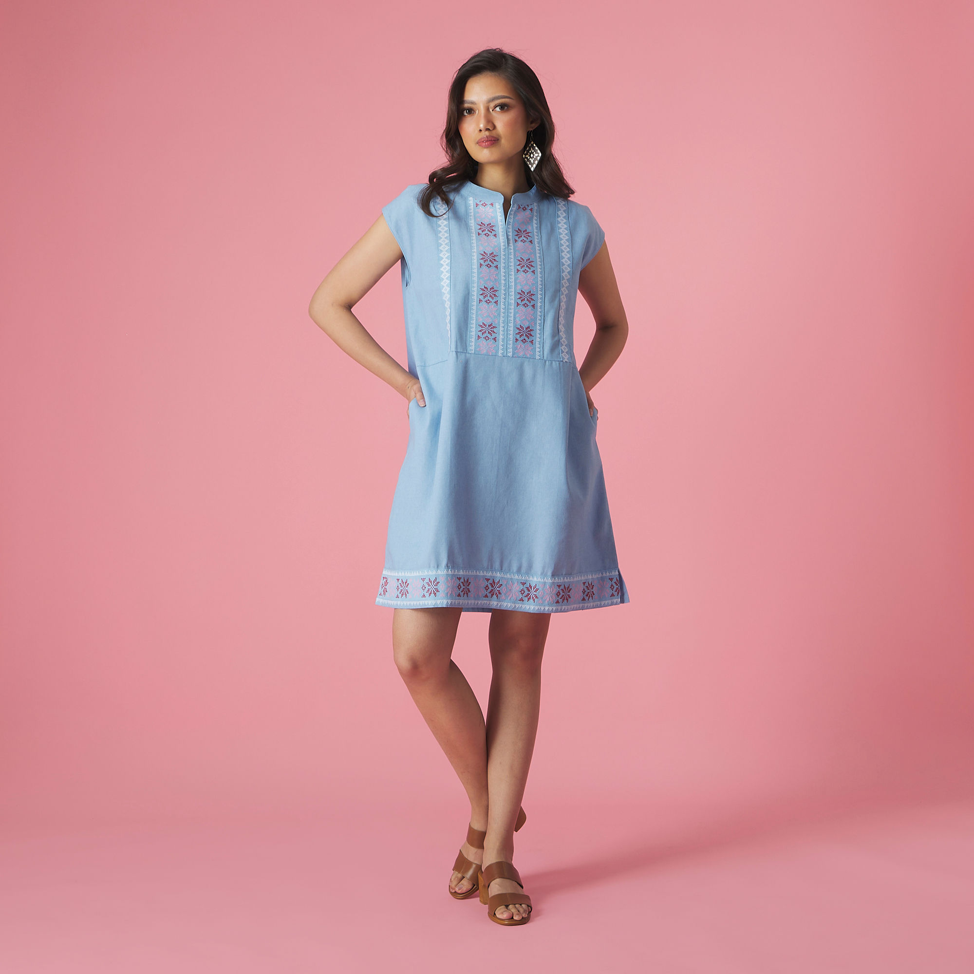 MIRASOL DRESS IN LIGHT DENIM BLUE