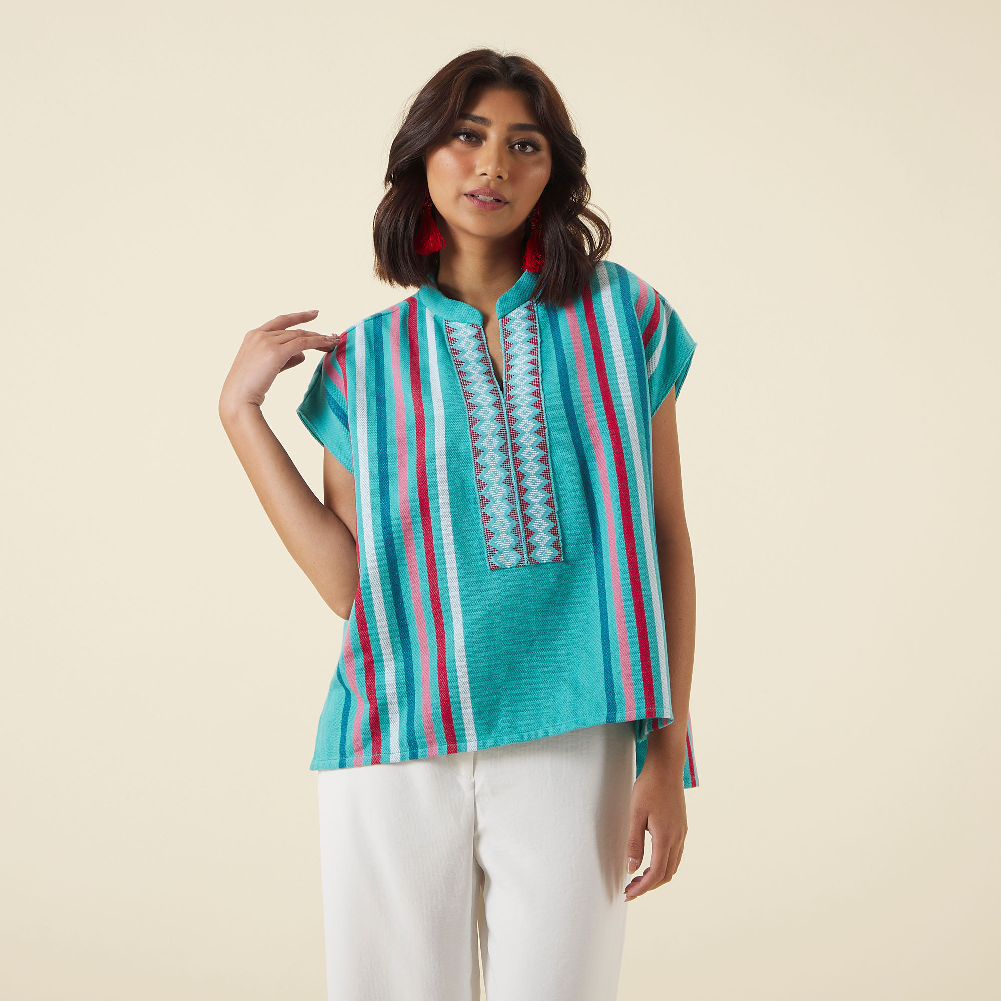 GRACIA TOP IN LIGHT TURQUOISE
