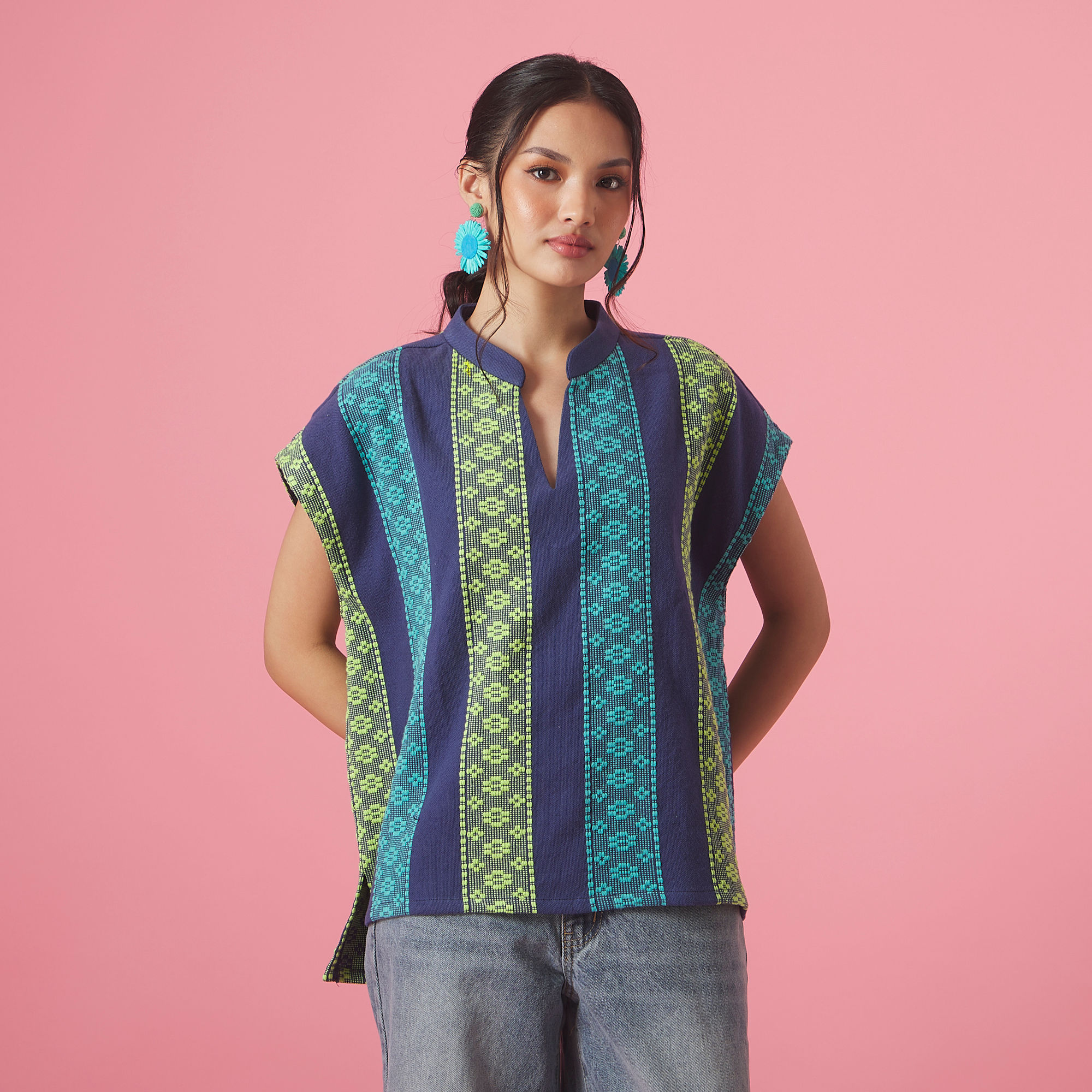 VIVICA TOP IN MIDNIGHT GARDEN BLUE