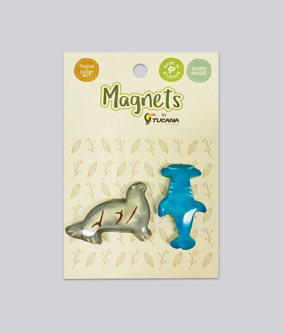 Miniatura: Magnetos de Tagua I Pack x 2 I Tiburón y Lobo Marino