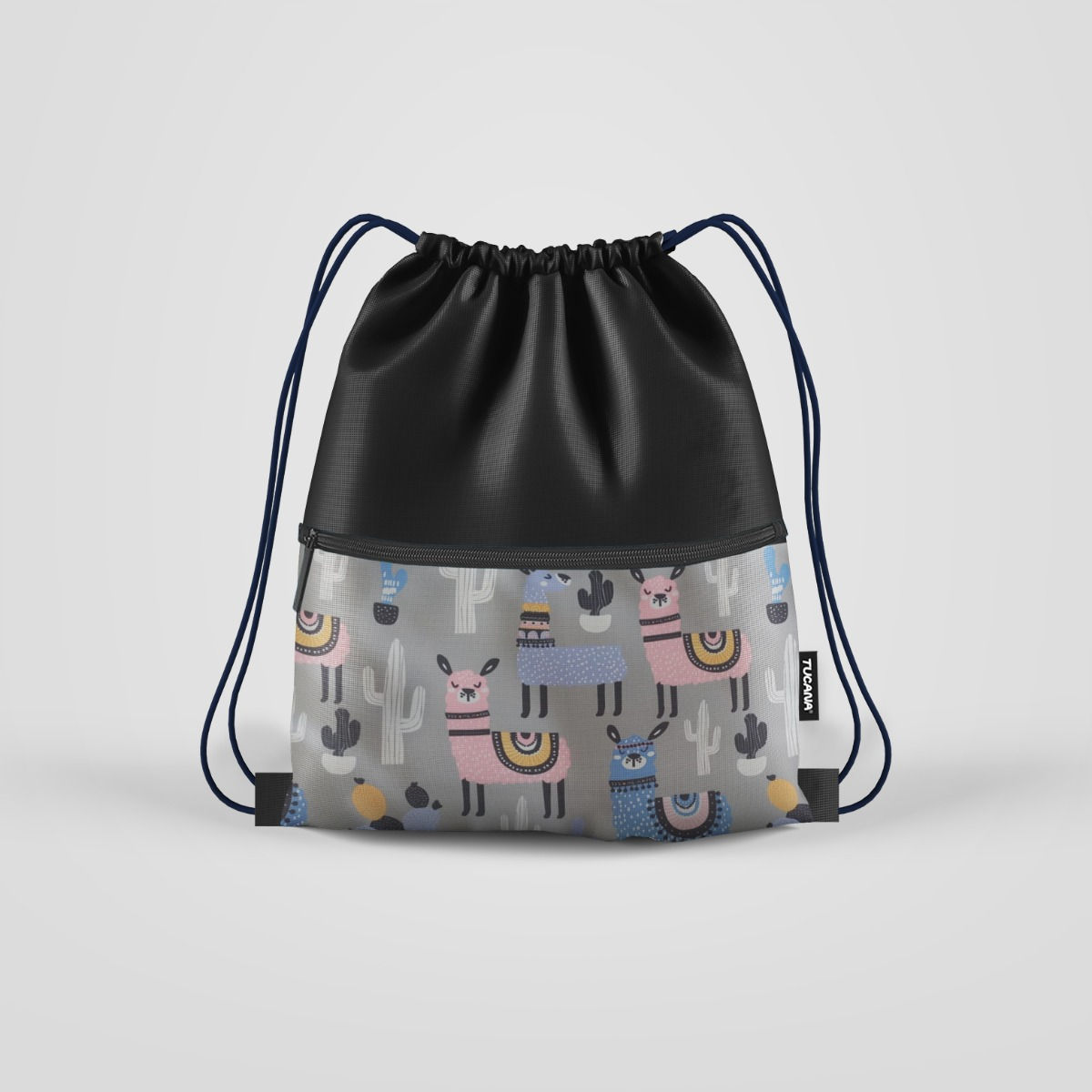 Pattern String Bag I Black I  Llama