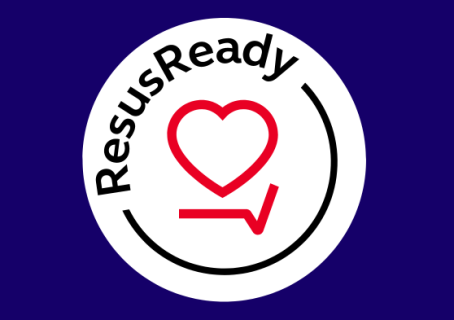 ResusReady badge by Resuscitation Council UK showing commitment to CPR training and cardiac arrest preparedness