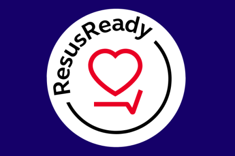 ResusReady badge by Resuscitation Council UK showing commitment to CPR training and cardiac arrest preparedness