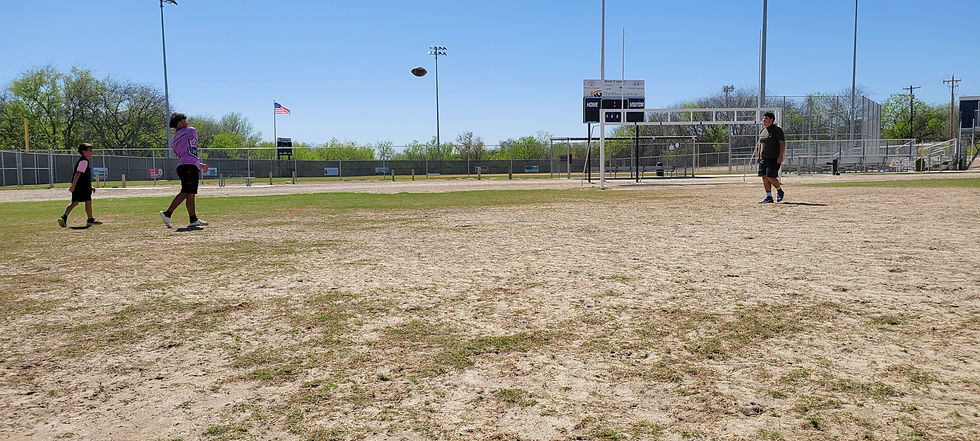 Del Rio football players catch some practice time at the Field of Our Dreams multipurpose field, even though football goal posts and soccer nets have been removed