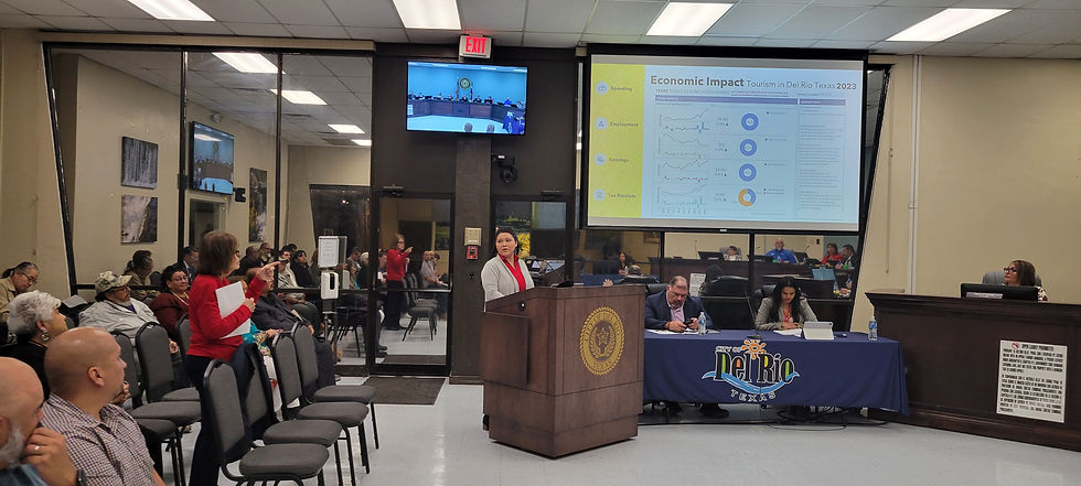Bethany Gonzalez, from the membership and outreach team at Del Rio Chamber of Commerce, presented visitor data at City Council meeting on 2/25/25
