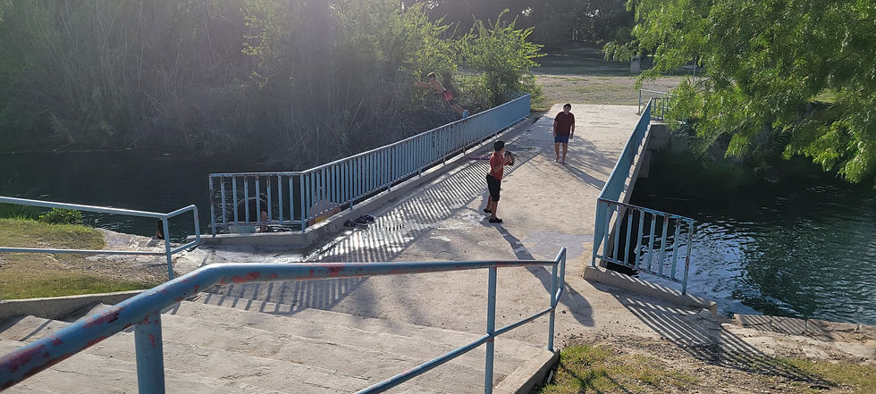 Romanelli Park “Pedestrian Bridge” footings are undermined, and the approach is not ADA accessible.