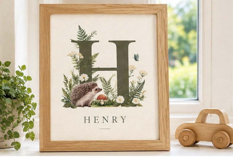 Personalised Hedgehog Initial Print