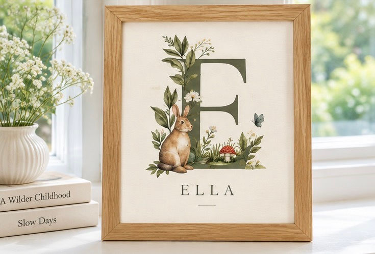 Personalised Rabbit Initial Print