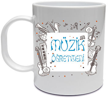 Müzik öğretmeni basklı beyaz bardak