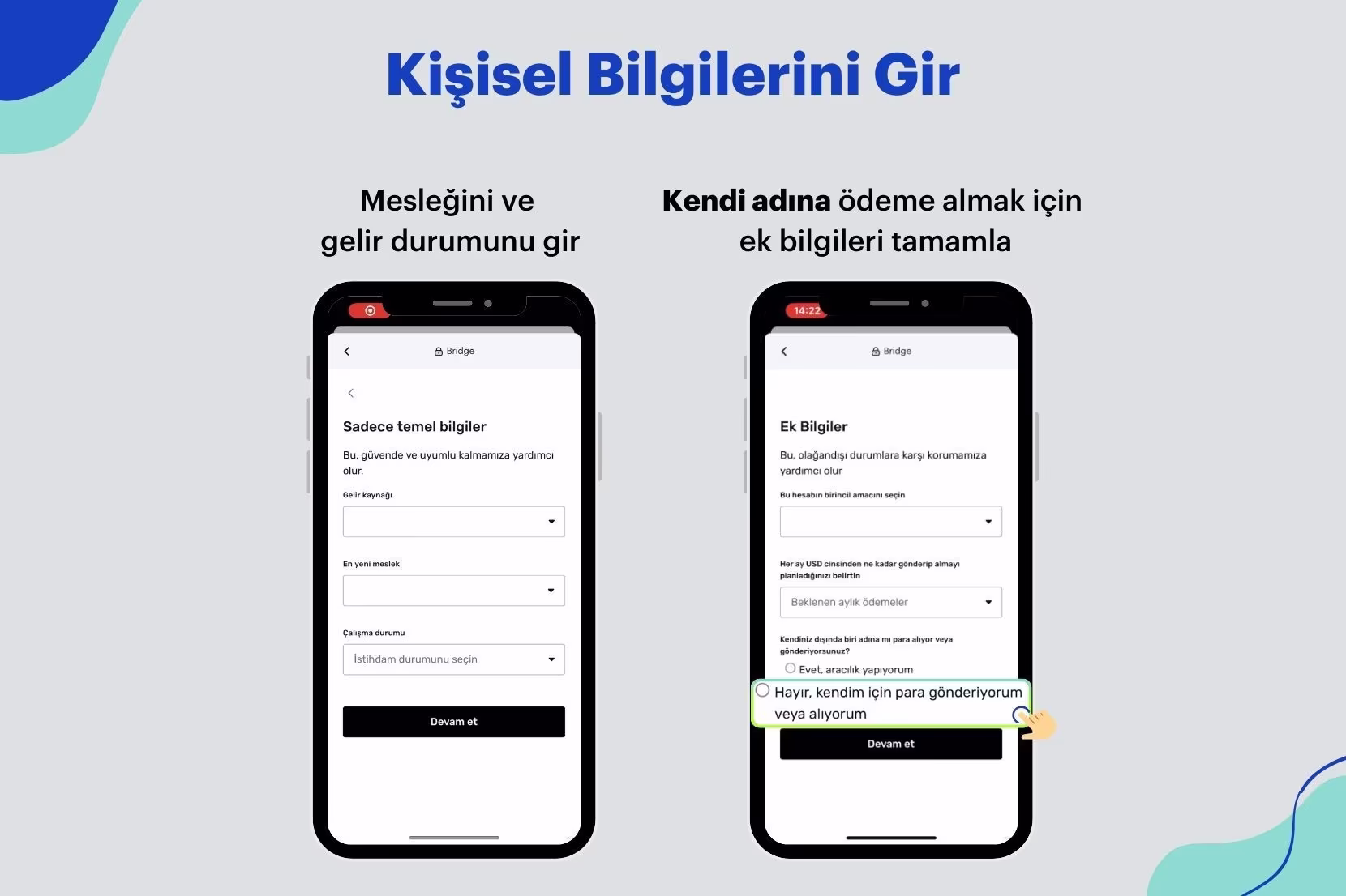 Kişisel bilgilerini girme ekranı
