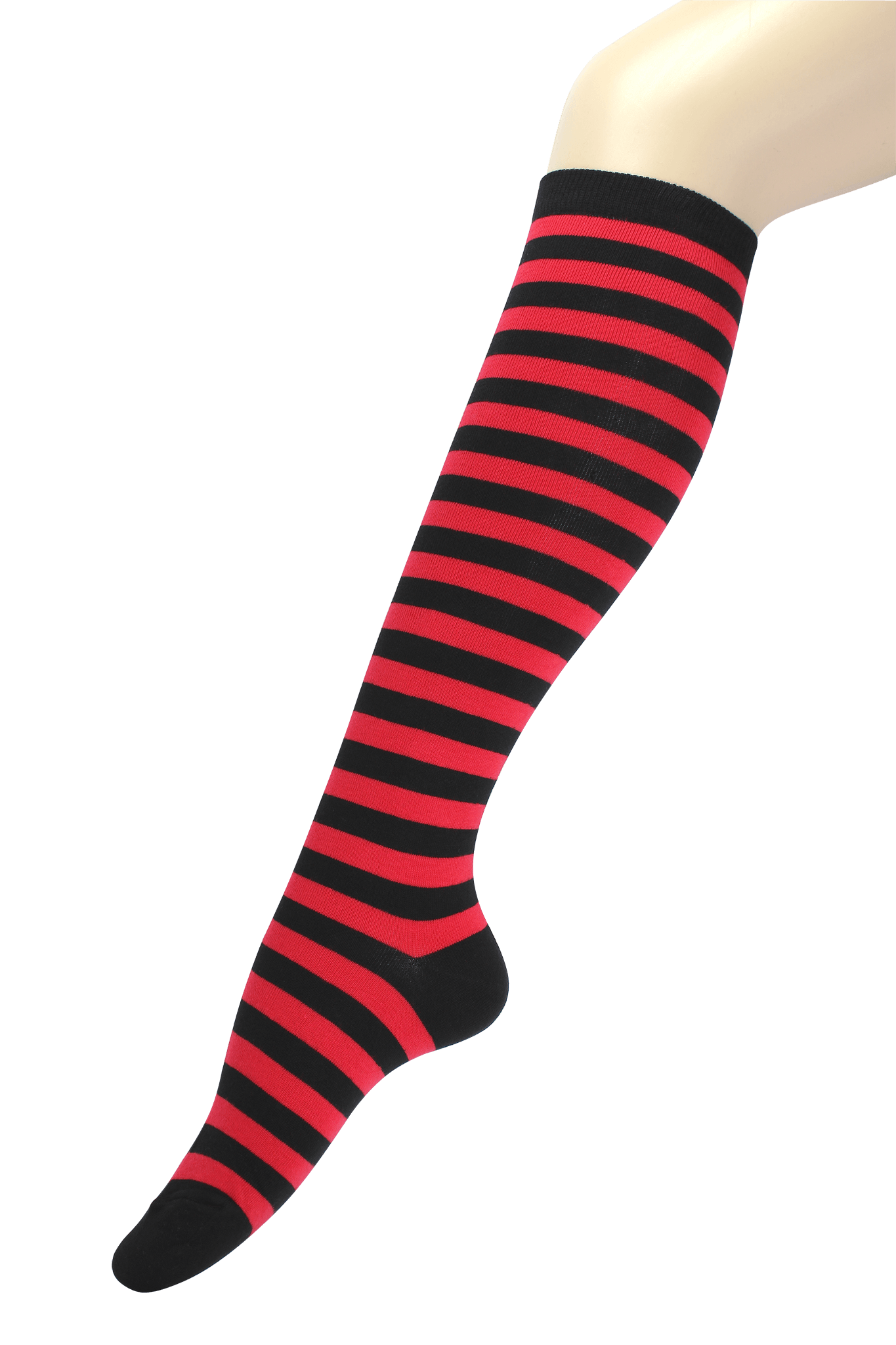 Women's Knee High Socks Red/Black Stripe