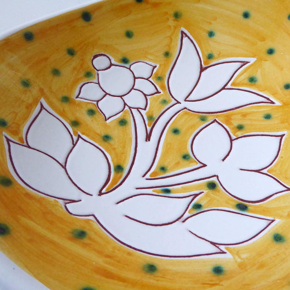 Thumbnail: Vintage Norway pottery shallow bowl dish 730/359E. Mid century style handmade