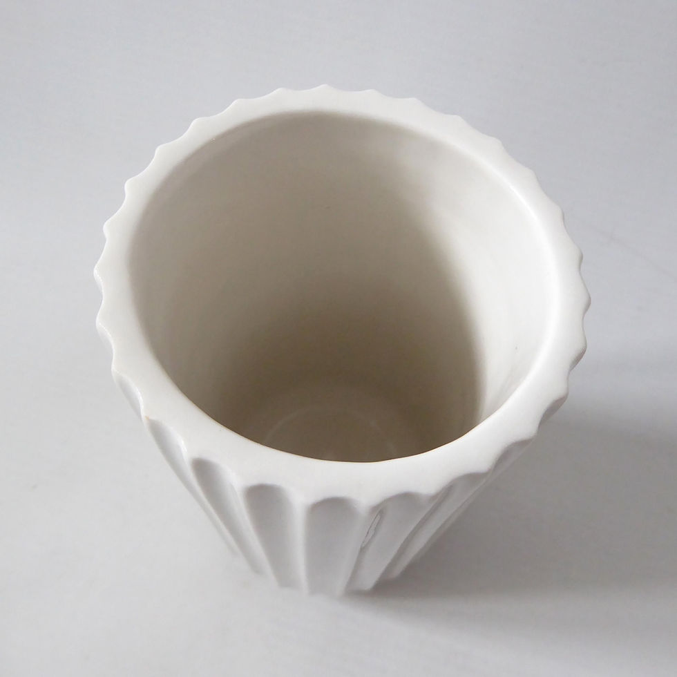 Thumbnail: Lyngby Danish mid century modern porcelain vase. 1960s modernist ceramic white
