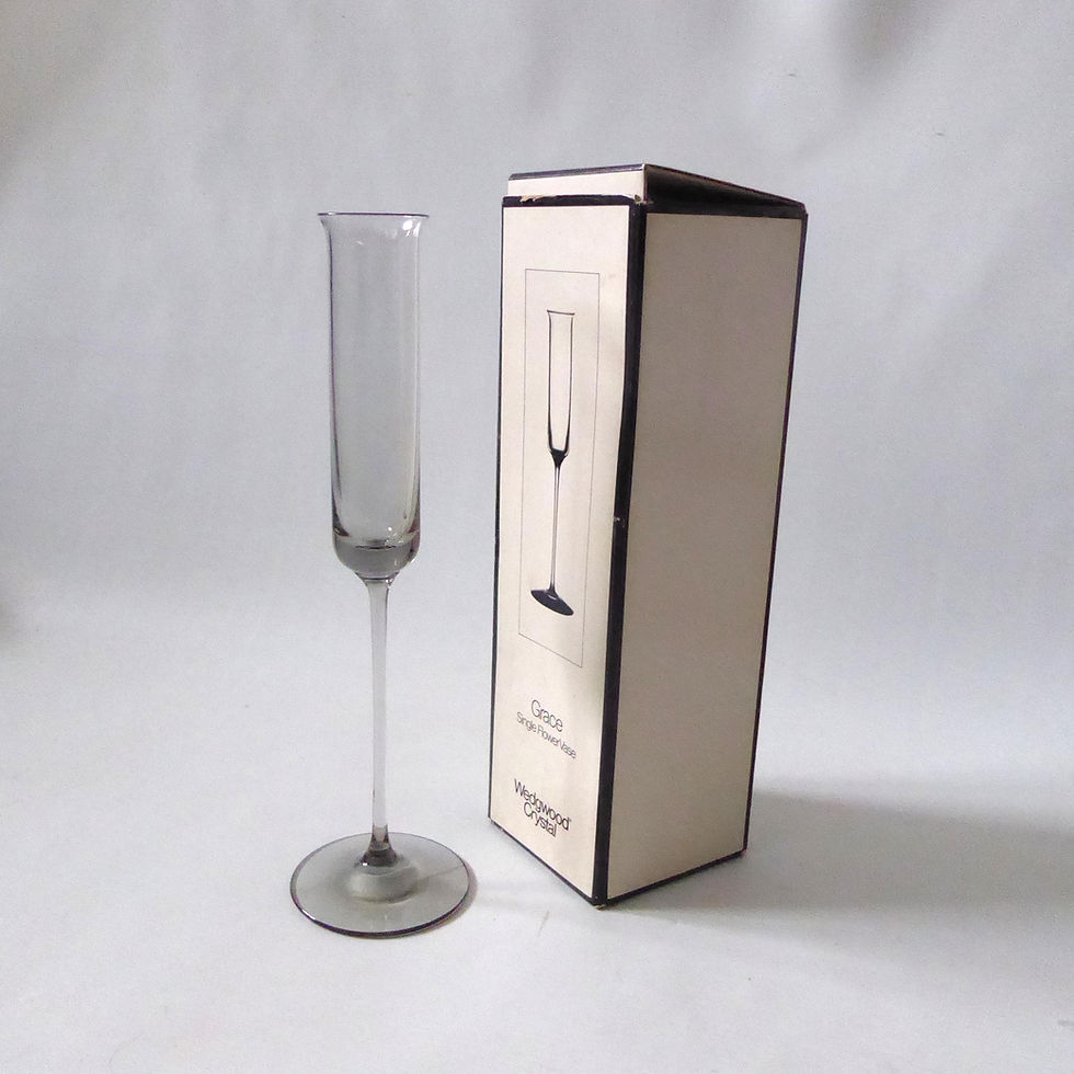 Thumbnail: Wedgwood Glass Frank Thrower FJT2 Grace single flower stem vase. Midnight smoky