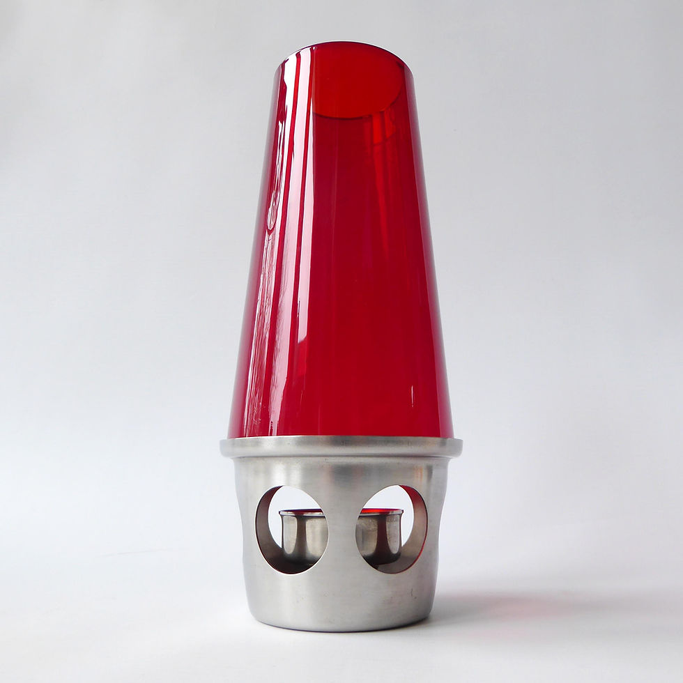Thumbnail: Old Hall tealight candle holder lamp. Vintage Modernist 1960s/1970s. Satin stain