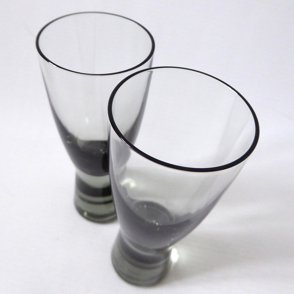 Thumbnail: 2x Holmegaard Canada smoke 11.5cm schnapps/snaps glasses. Per Lutken '50s