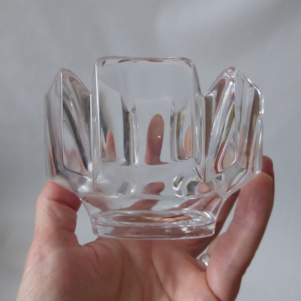 Thumbnail: Orrefors Corona candle holder, Lars Hellsten. Crystal art glass signed. Vintage