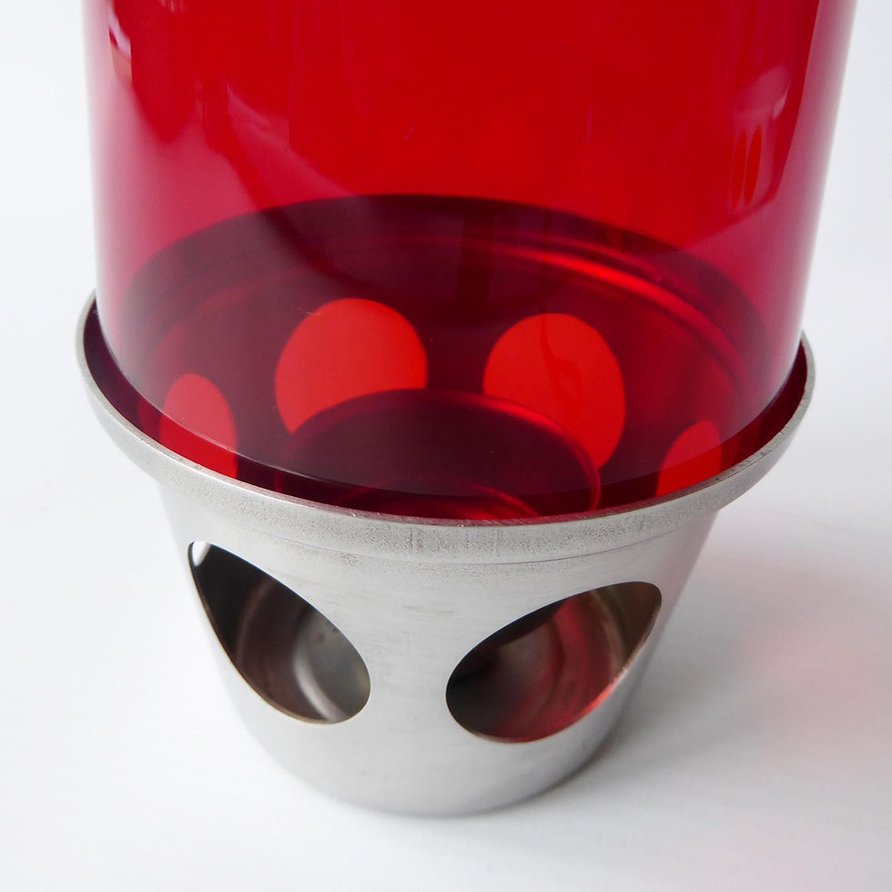 Thumbnail: Old Hall tealight candle holder lamp. Vintage Modernist 1960s/1970s. Satin stain