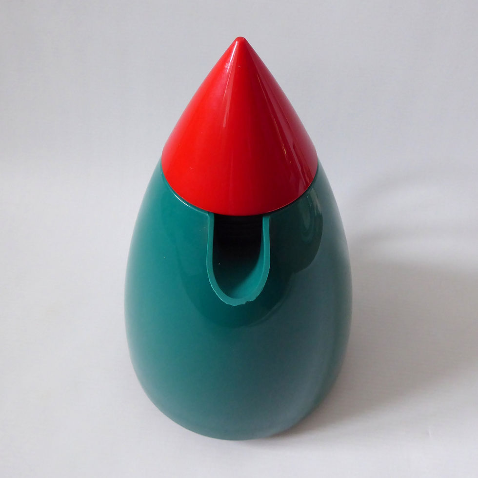 Thumbnail: Emsa Brasil 1980s West German retro vacuum flask. Green & red vintage conical