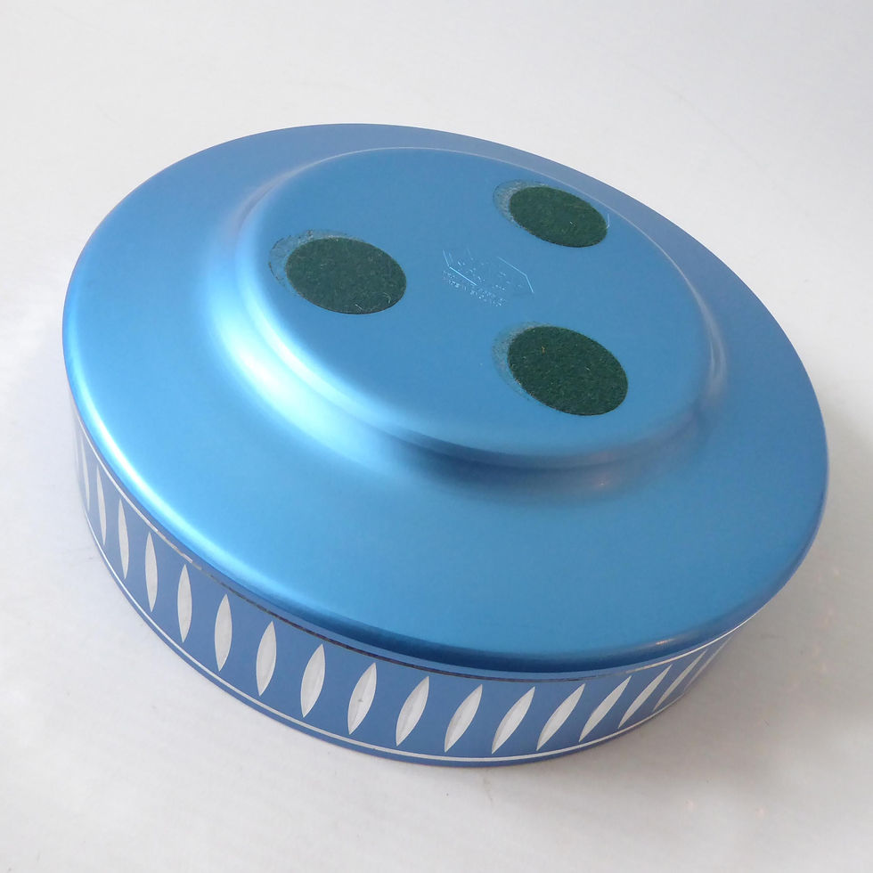 Thumbnail: Vintage Conrah Cristillium 7" plant pot holder. Aluminium anodised blue metal