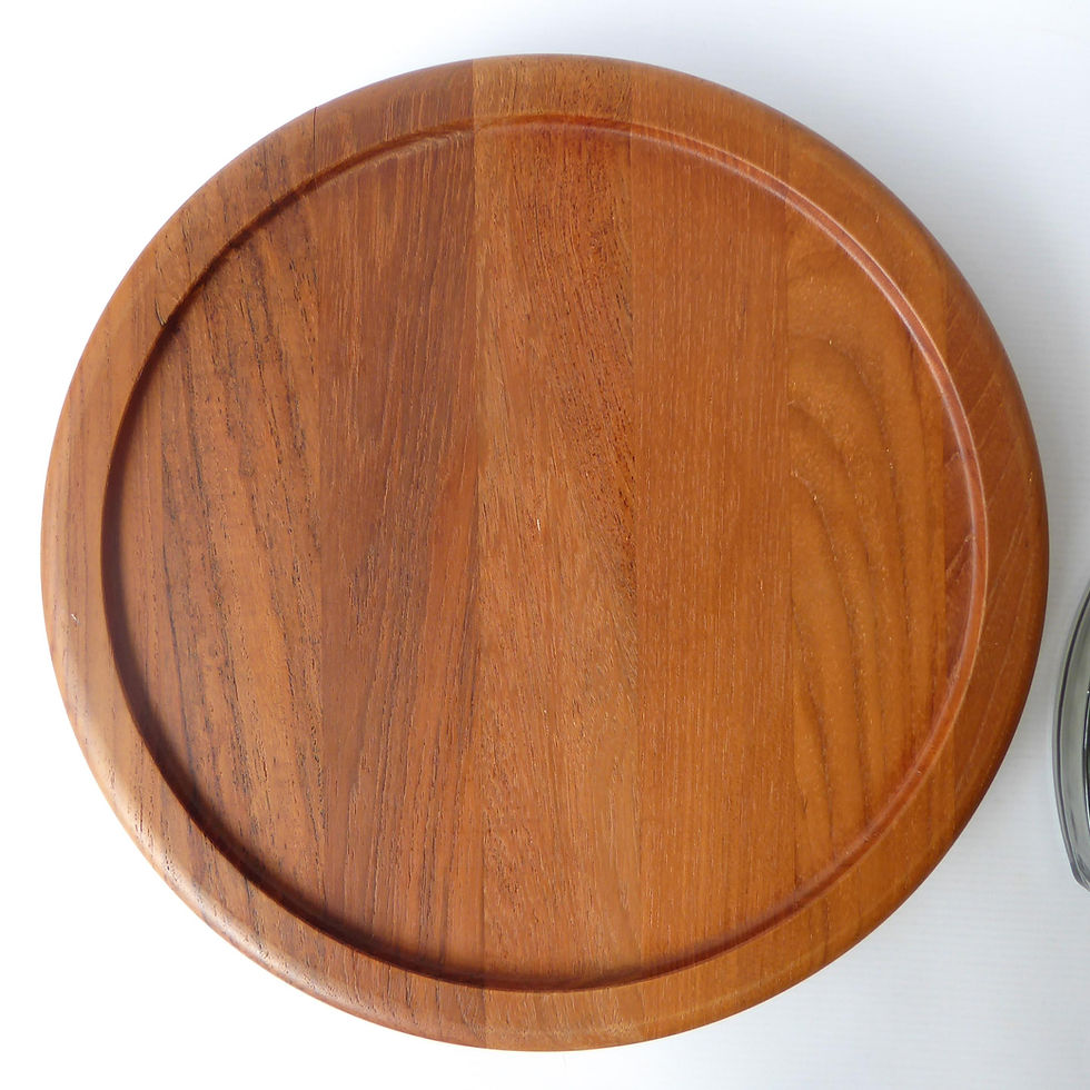 Thumbnail: Mid century Digsmed Denmark Lazy Susan tray. Rotating teak & glass party food