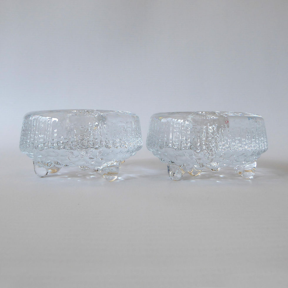 Thumbnail: Pair Tapio Wirkkala Ultima Thule art glass candle holders, iittala Finland