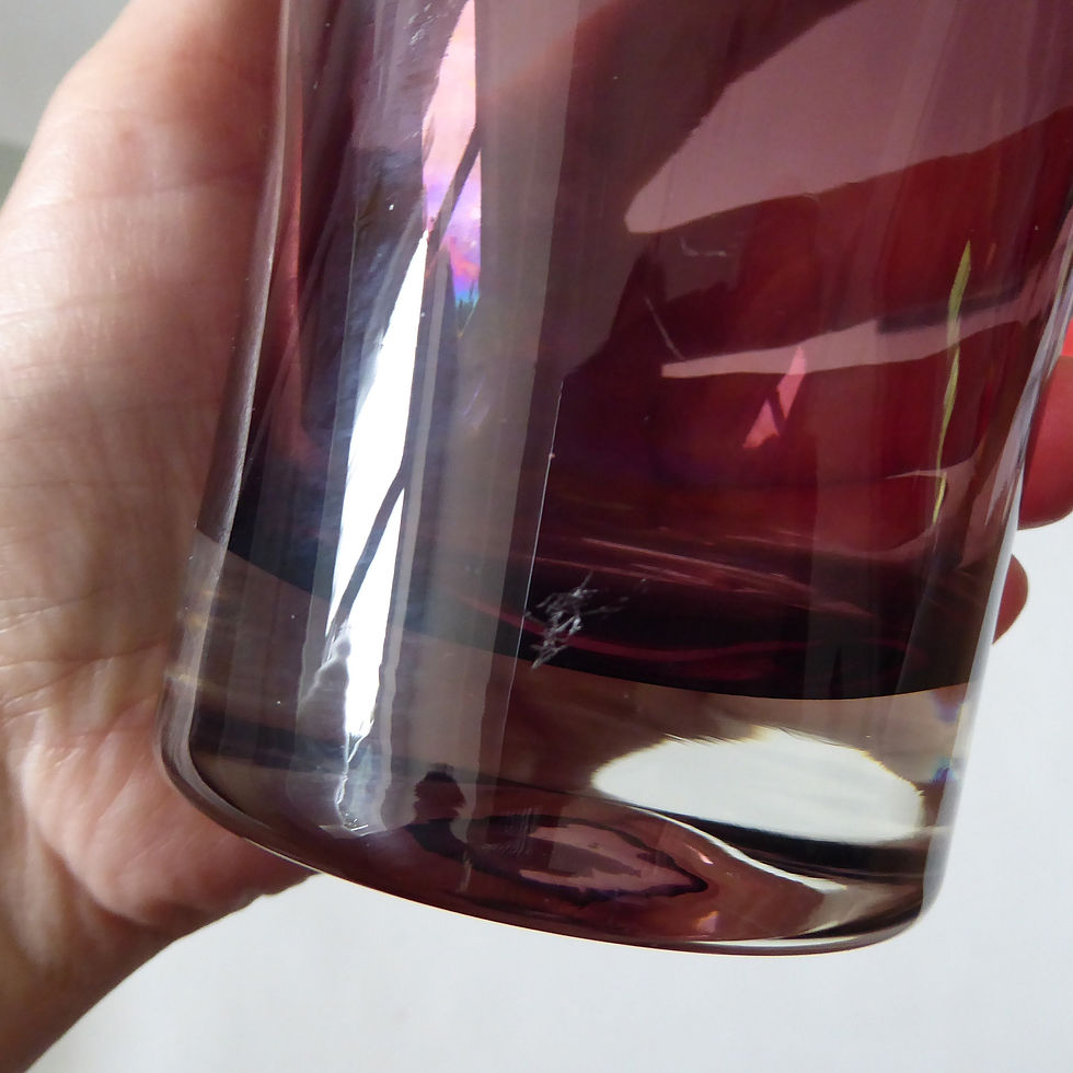 Thumbnail: Vintage Riihimaki 1376 art glass vase, cased plum purple. Tamara Aladin