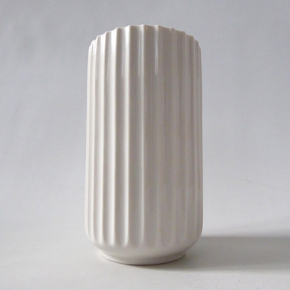 Thumbnail: Lyngby Danish mid century modern porcelain vase. 1960s modernist ceramic white