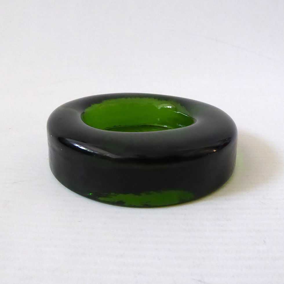 Thumbnail: Green Erik Hoglund Boda 1960s art glass cat bowl/ashtray. Vintage mid century