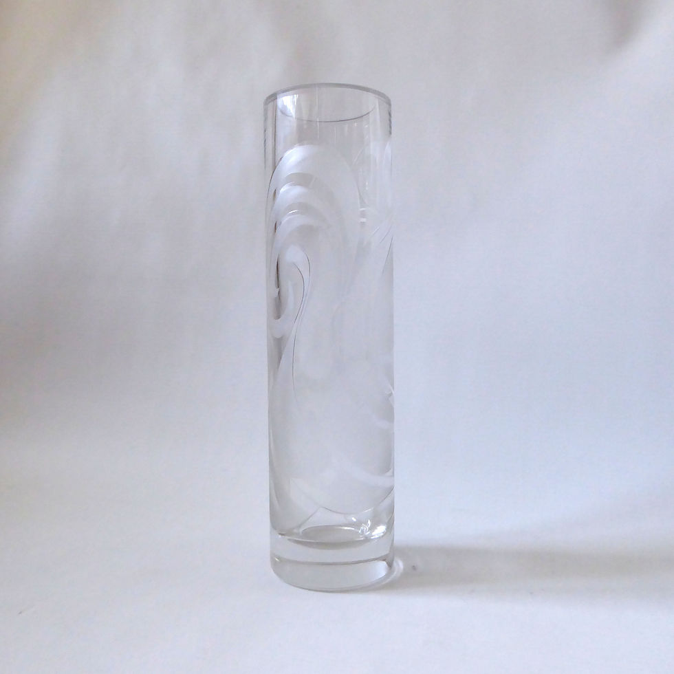 Thumbnail: Bjorn Wiinblad for Rosenthal, art glass cylinder vase. 1979 anniversary, etched