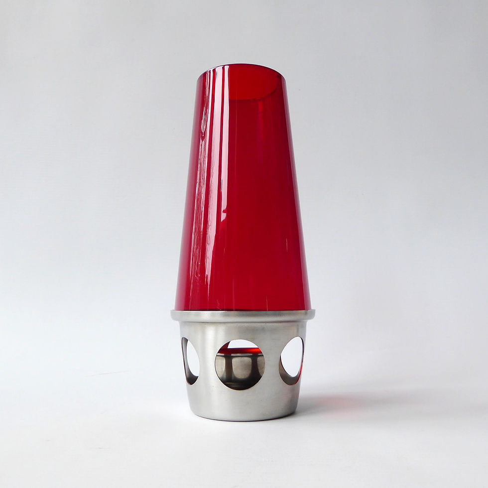 Thumbnail: Old Hall tealight candle holder lamp. Vintage Modernist 1960s/1970s. Satin stain