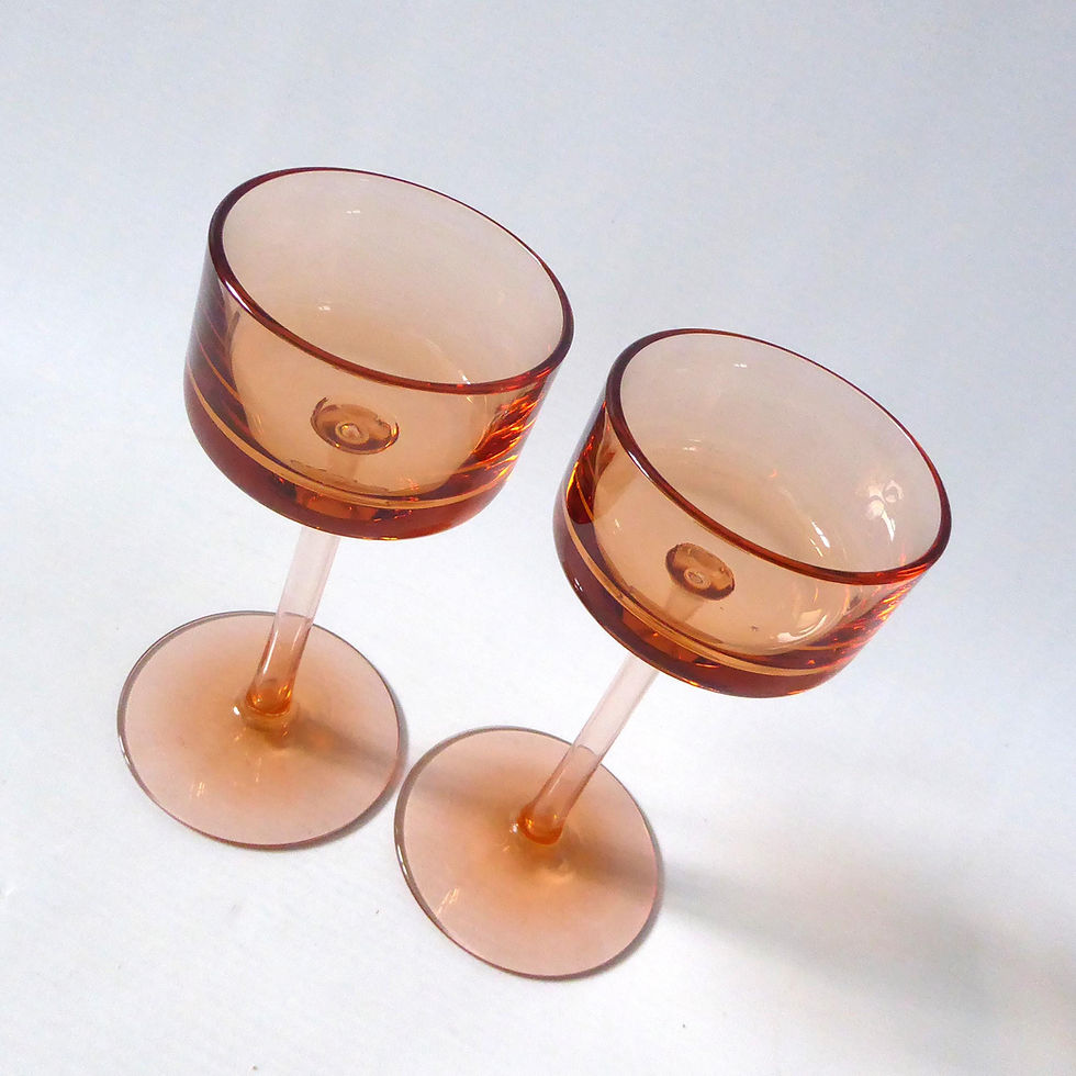 Thumbnail: 2 Wedgwood Brancaster topaz art glass candle holders RSW15/1. Vintage 1970s