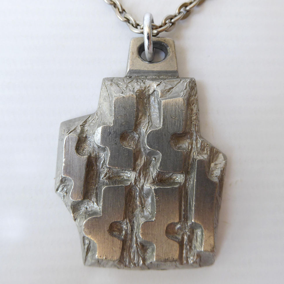 Thumbnail: Vintage Swedish Ateljé Stigbert pewter pendant & 24" necklace. Mid century