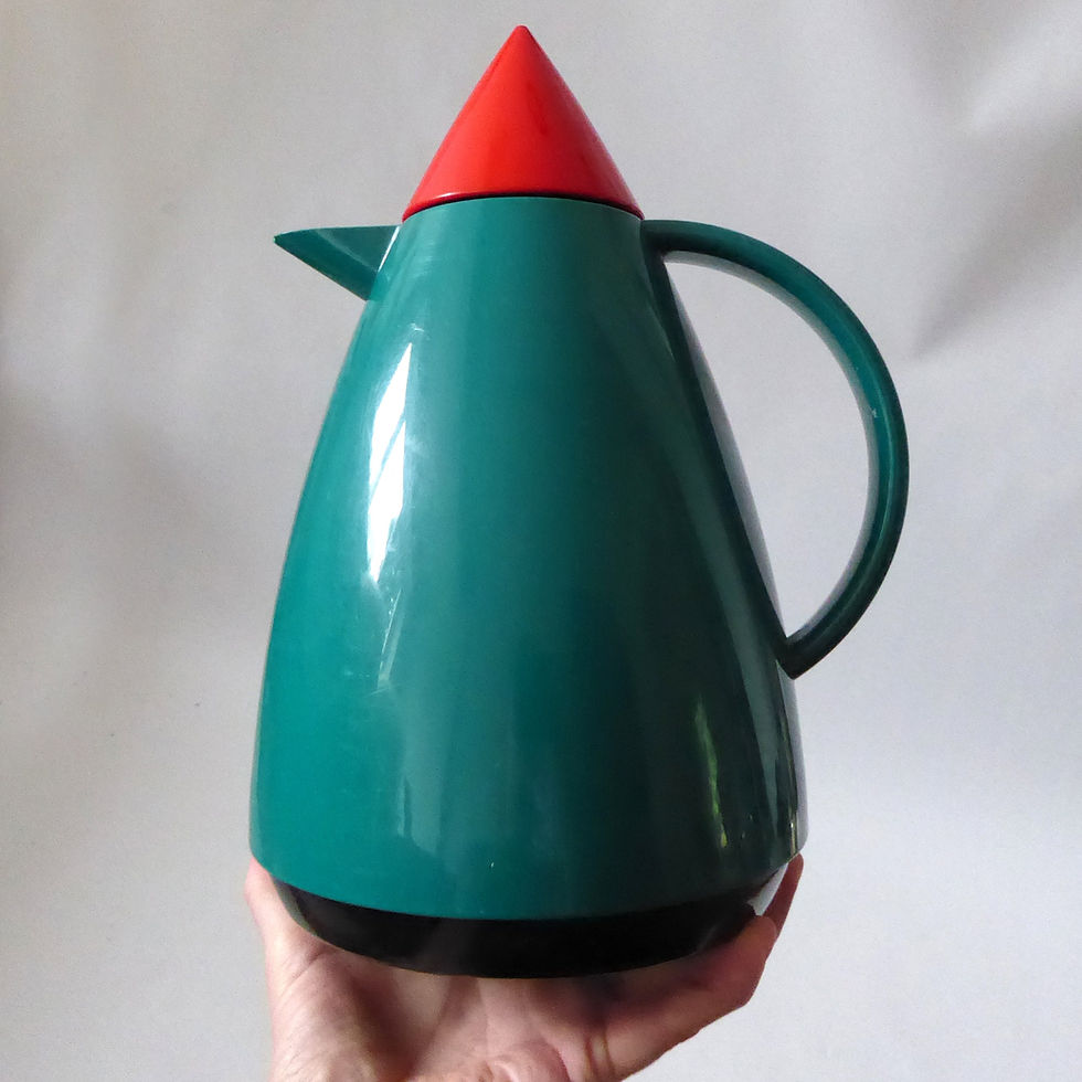 Thumbnail: Emsa Brasil 1980s West German retro vacuum flask. Green & red vintage conical