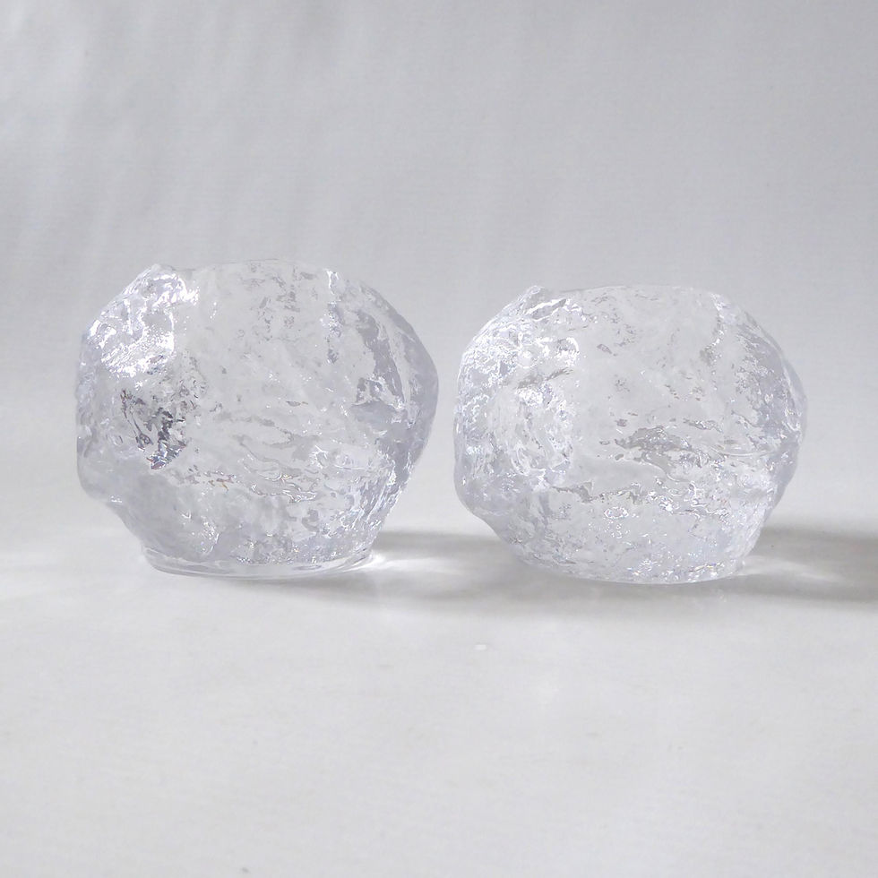 Thumbnail: Two Kosta Boda Snowballs. Ice textured tealight candle holders/votives, glass
