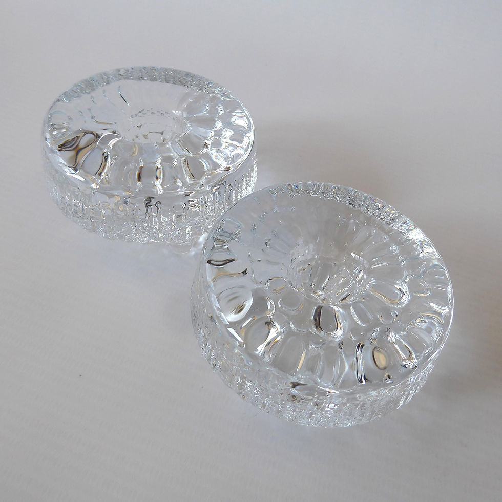 Thumbnail: Pair Tapio Wirkkala Ultima Thule art glass candle holders, iittala Finland