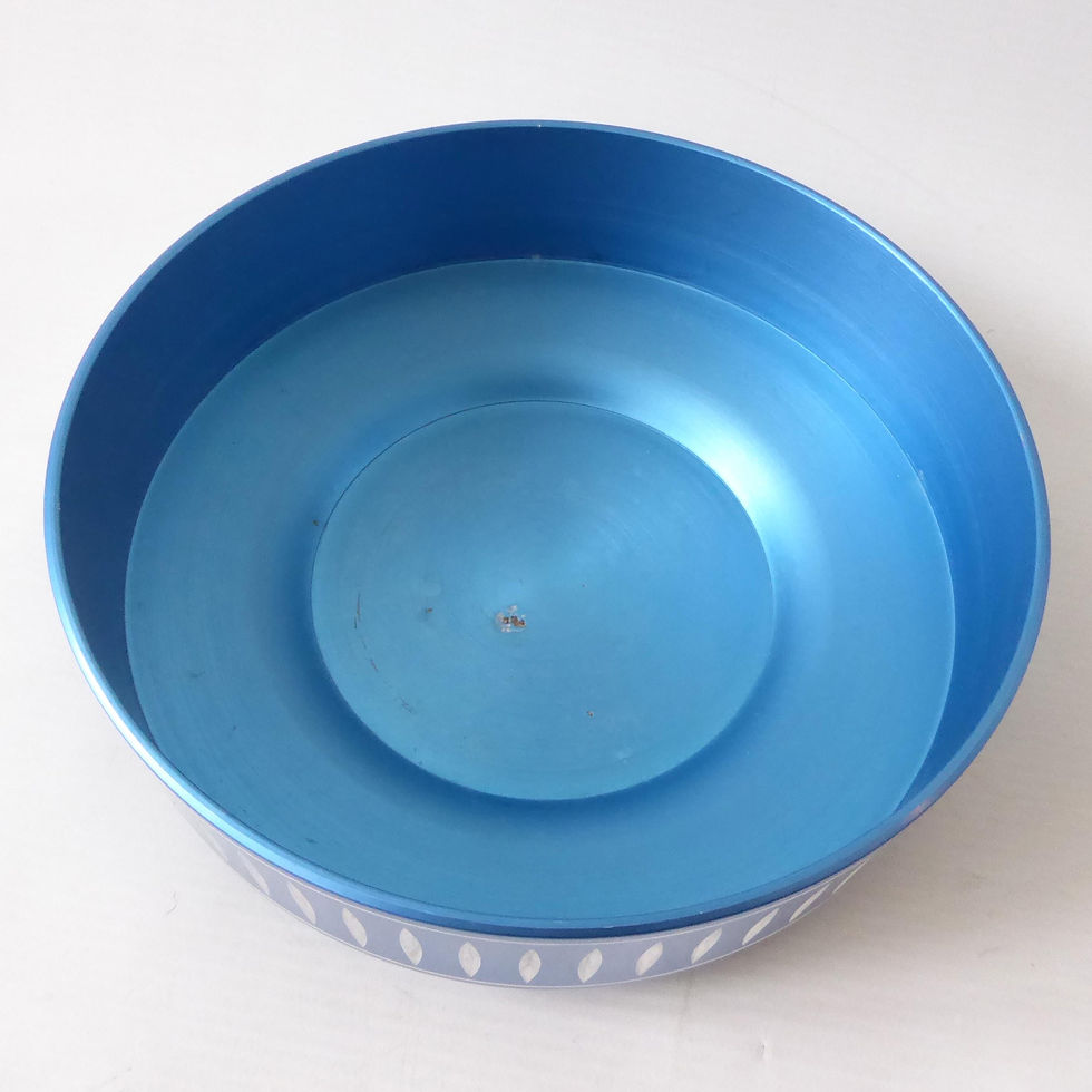 Thumbnail: Vintage Conrah Cristillium 7" plant pot holder. Aluminium anodised blue metal