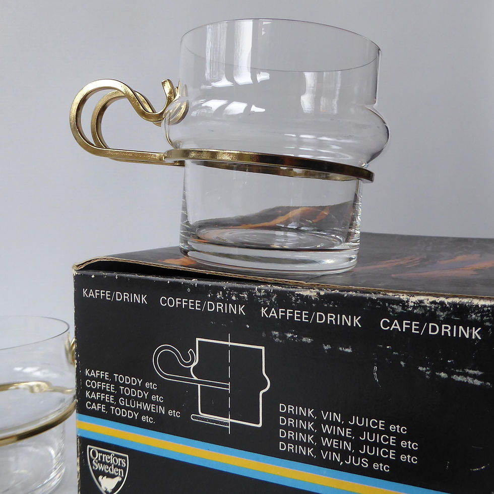 Thumbnail: Orrefors Sweden glass drinking cups Hot/Cold Coffee/Drink by Lindau/Lindekrantz