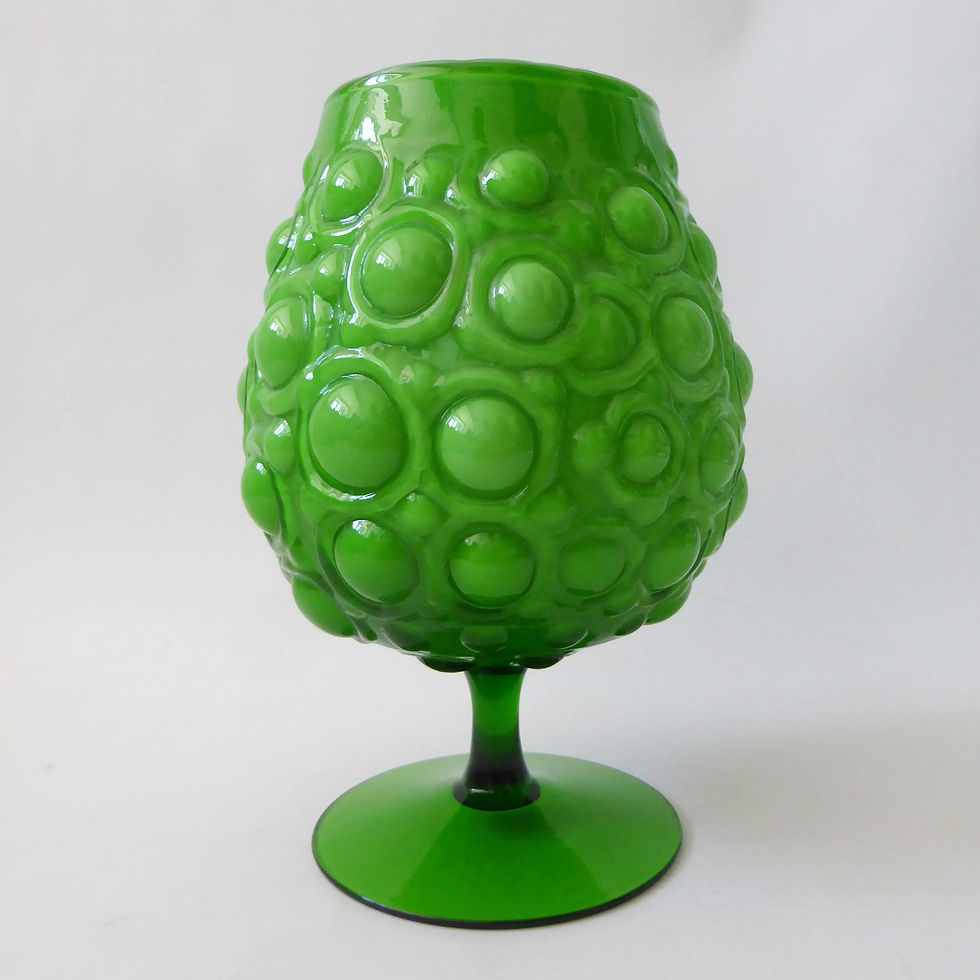 Thumbnail: Vintage Empoli brandy glass. Pimpled spotty hobnail 1960s 1970s retro. Lime