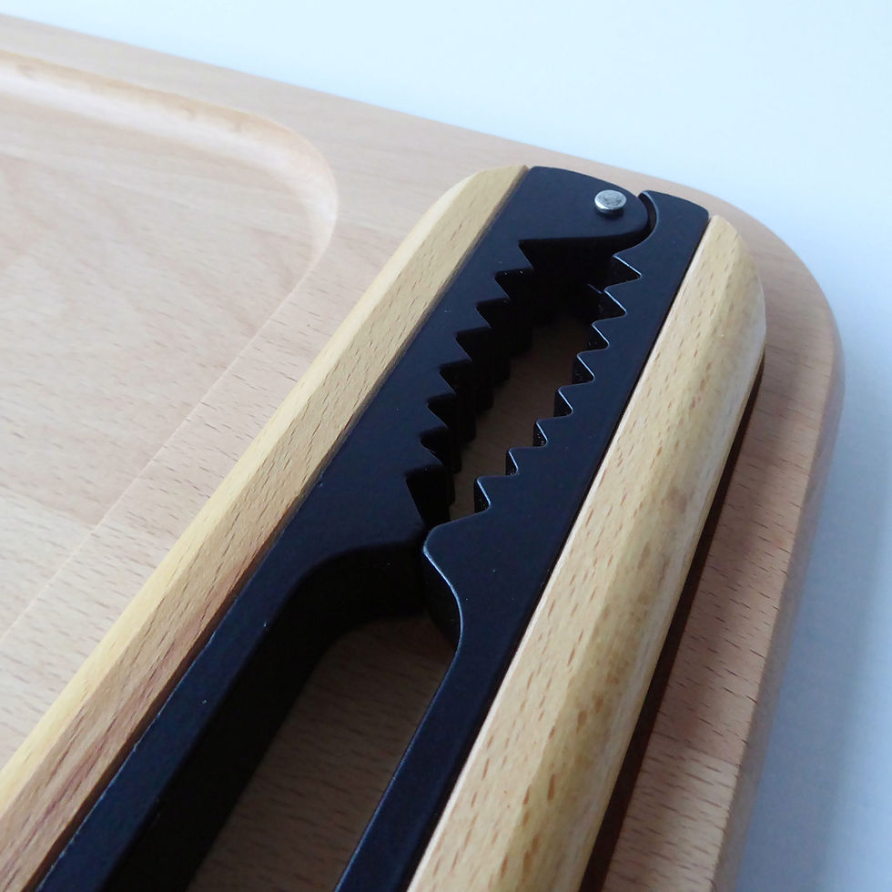 Thumbnail: 1980s Bodum Danish designer nutcrackers + nut dish. Retro beech wood & black
