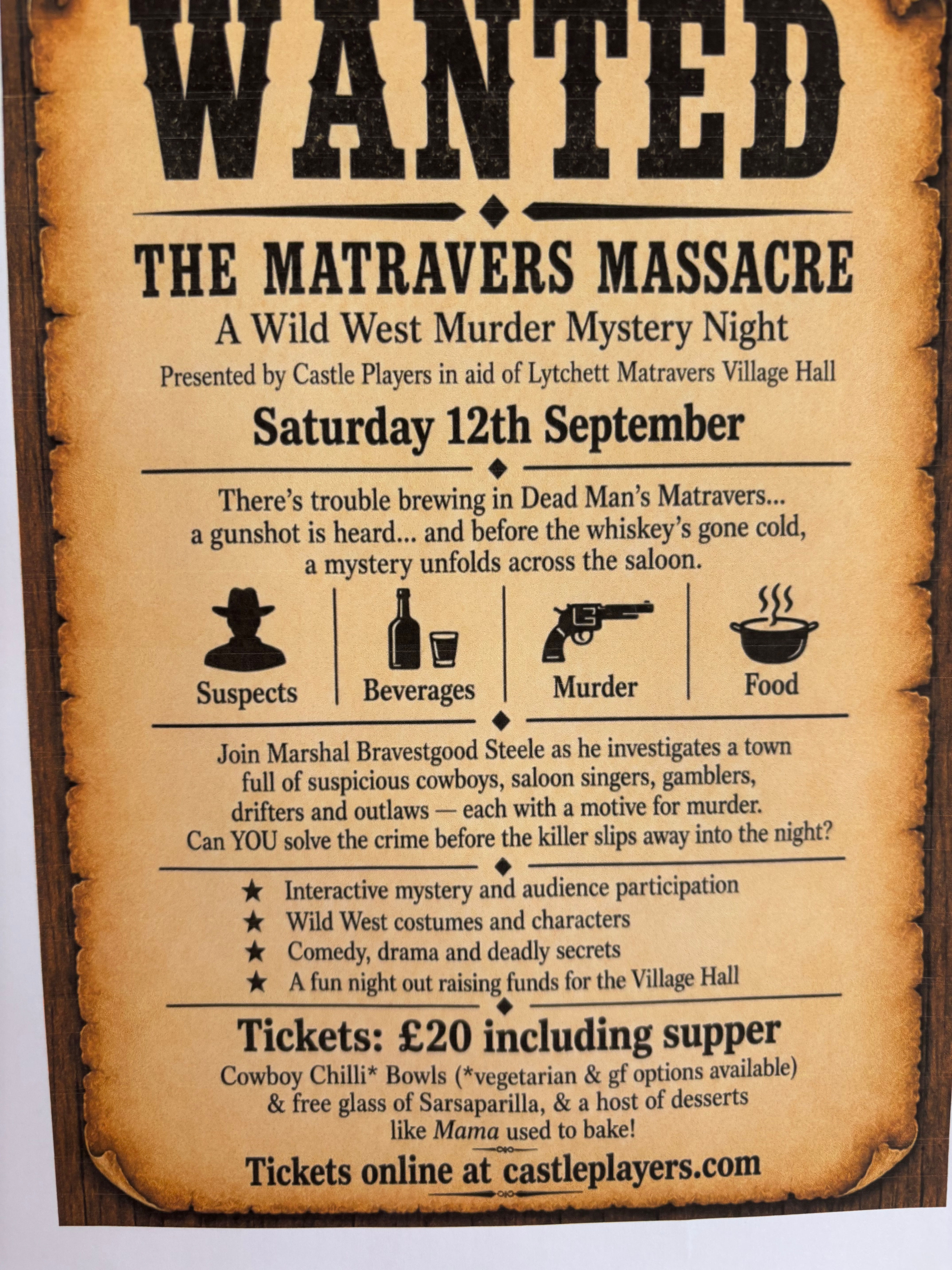 Murder Mystery Night. 12th September 7.30pm