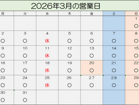 3月の営業日をお知らせします!