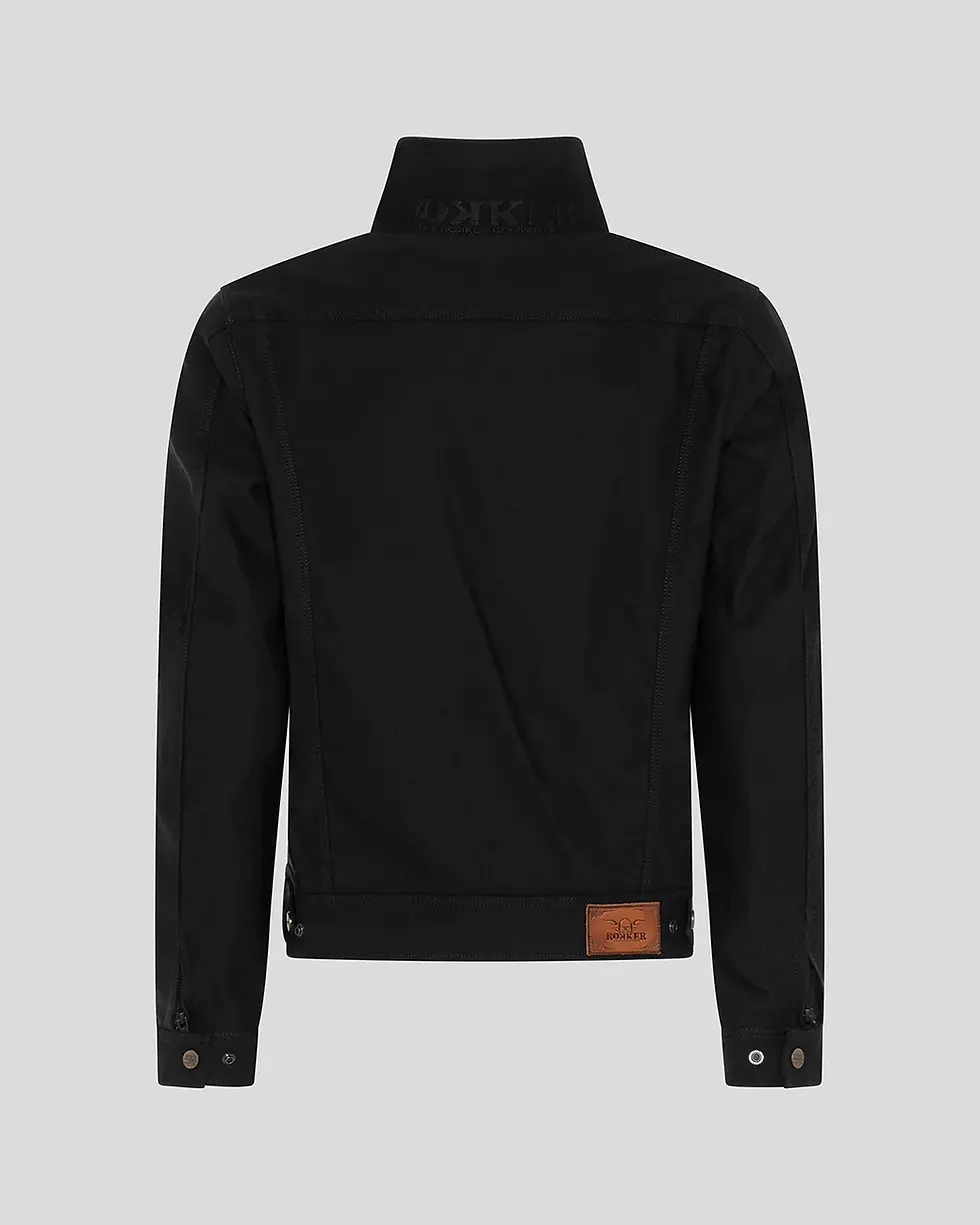 Miniature : Veste moto homme noir modèle Black Jacket de la marque The Rokker Company vue de dos