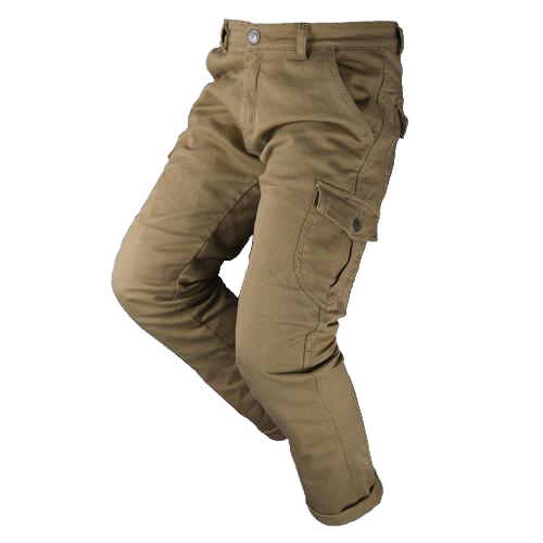 Pantalon moto homme beige modèle Mixed Man II de la marque By City vue de coté