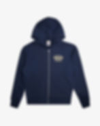 Sweat zip à capuche bleu modèle SIRENES ZIP THRU de la marque Deus Ex Machina vue de face