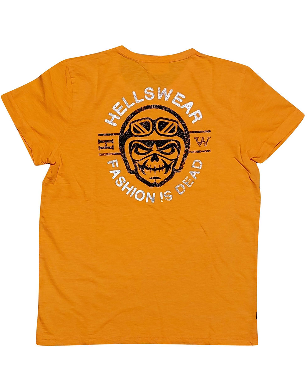 T-shirt manches courtes orange "backface" de hellswear vue de dos