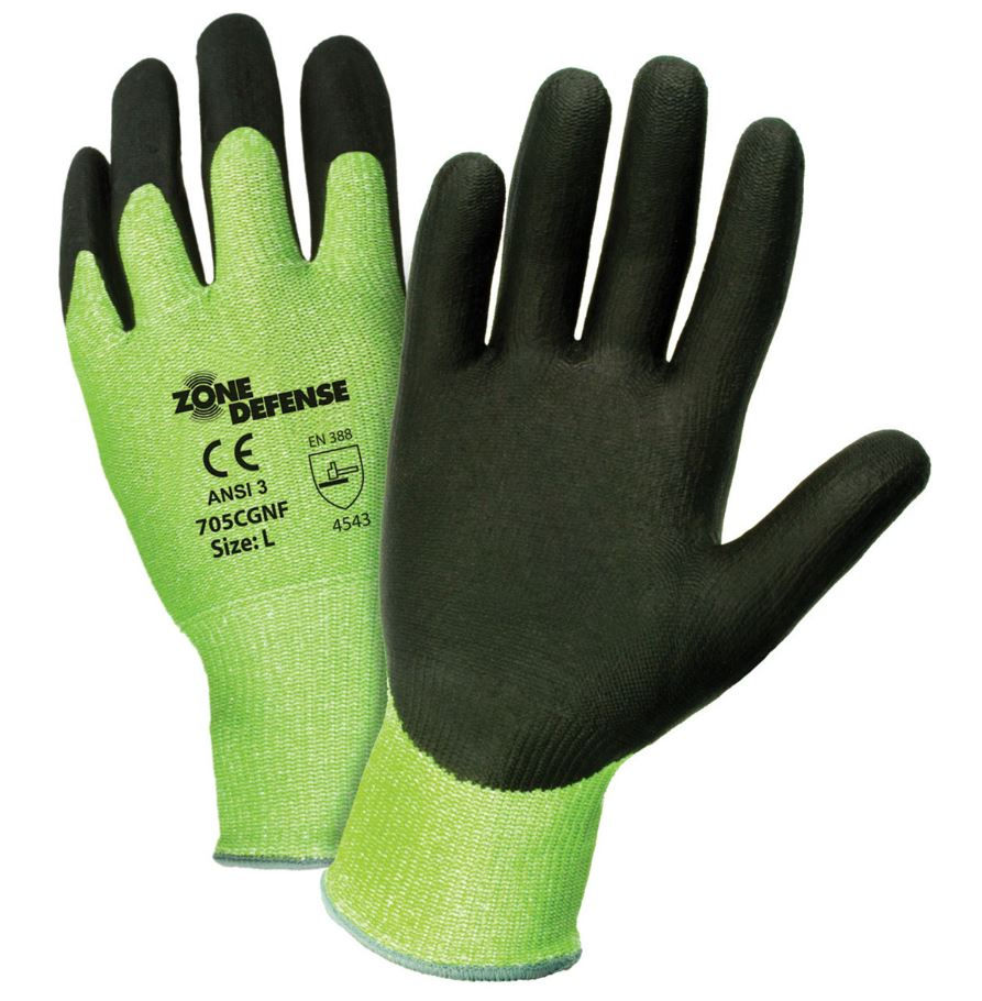 PIP Zone Defense HIS-VIS Green HPPE Blended,Nitrile Coated Glove; 705CGNF